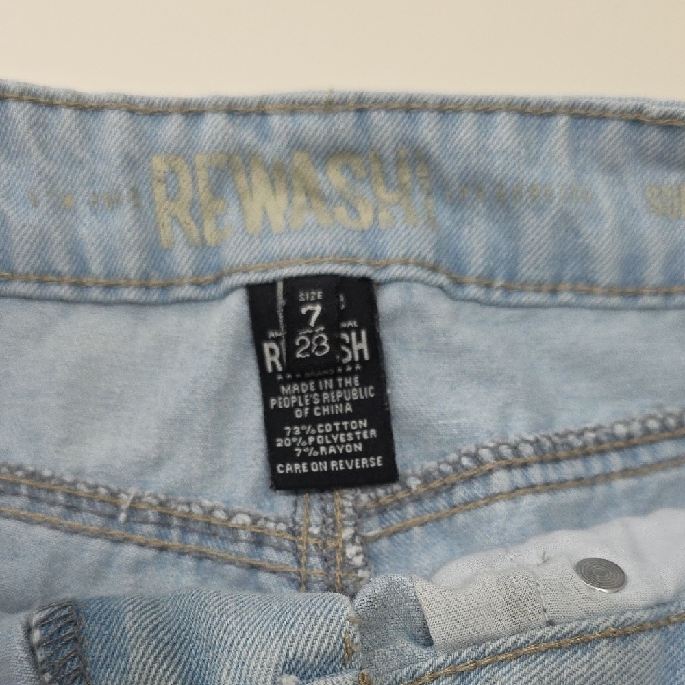 Rewash High Rise Ripped Light Wash Denim Cut-off Shorts Size 7/28 Y2K Summerwear - Picture 5 of 8